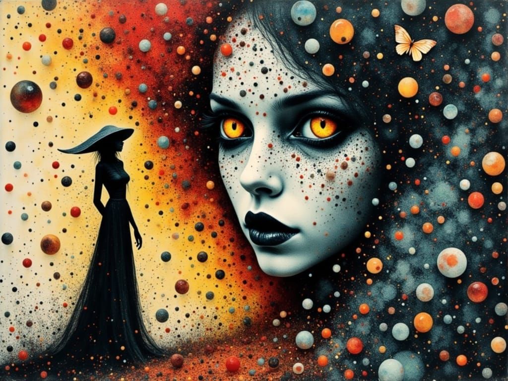 Surreal Female Figure in Psychedelic Watercolor and Ink