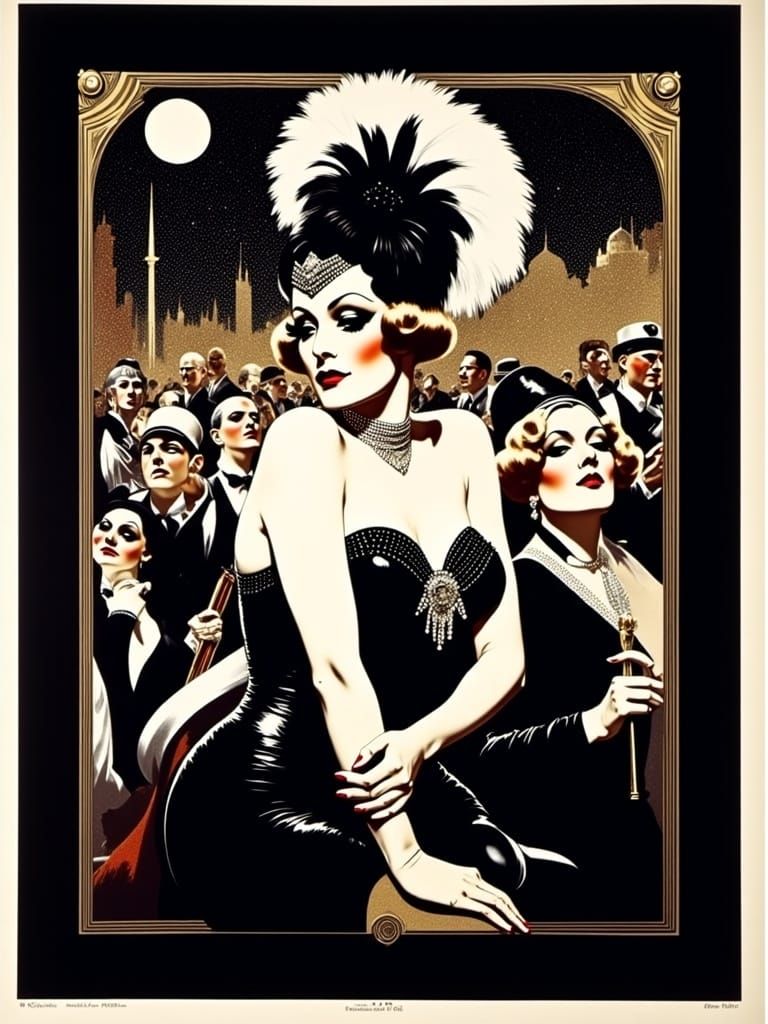 Berlin Cabaret Poster in Weimar Expressionism Style