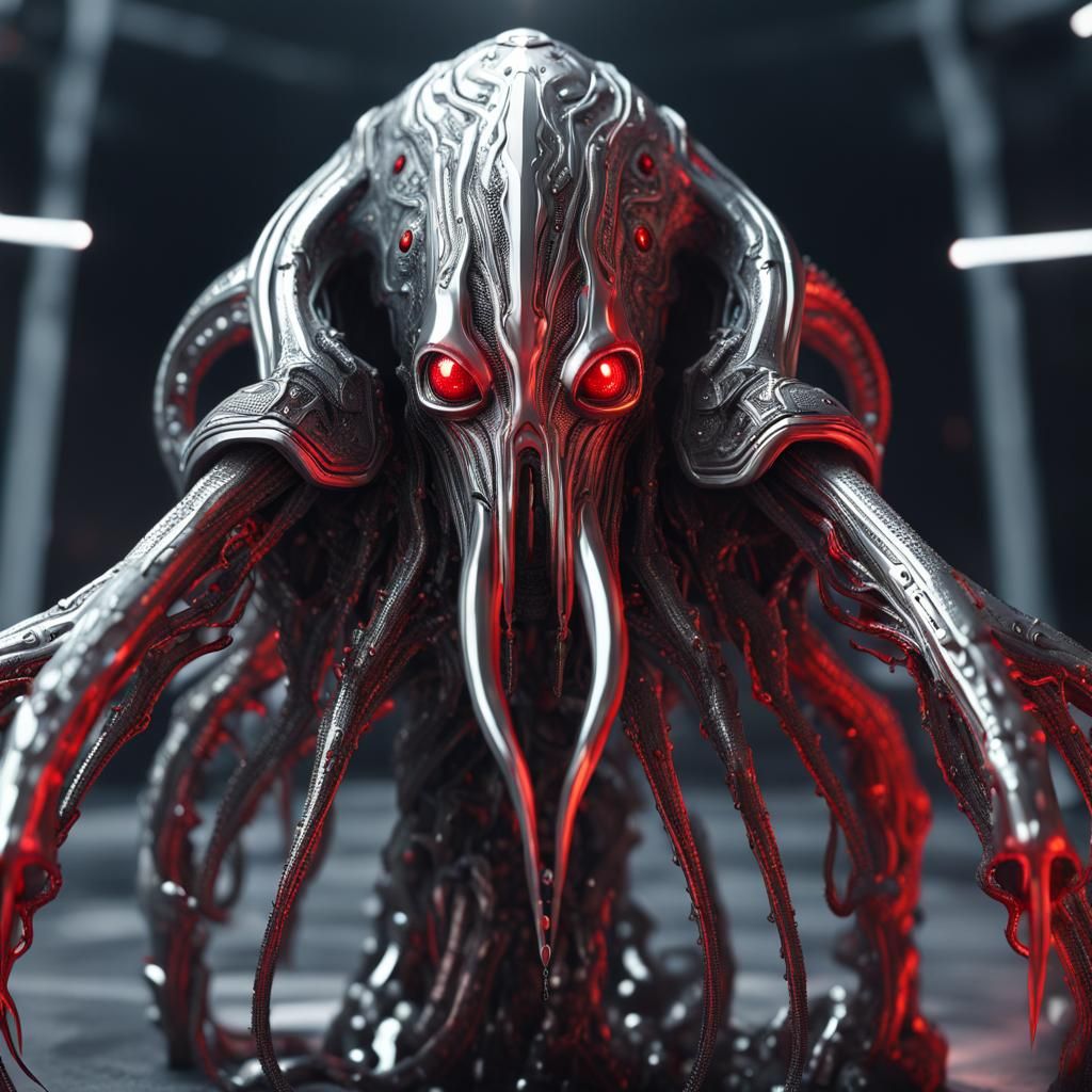 Cybernetic Mind Flayer with Red Eyes