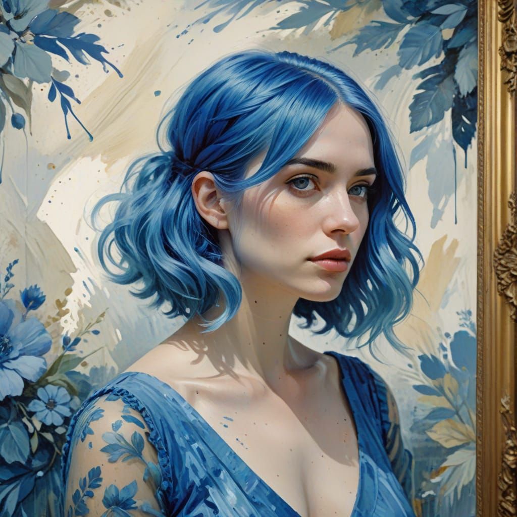 Ethereal Gouache Goddess in Blue