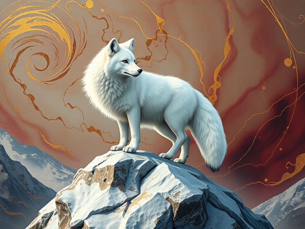 Majestic Arctic Fox in Mystical Landscape