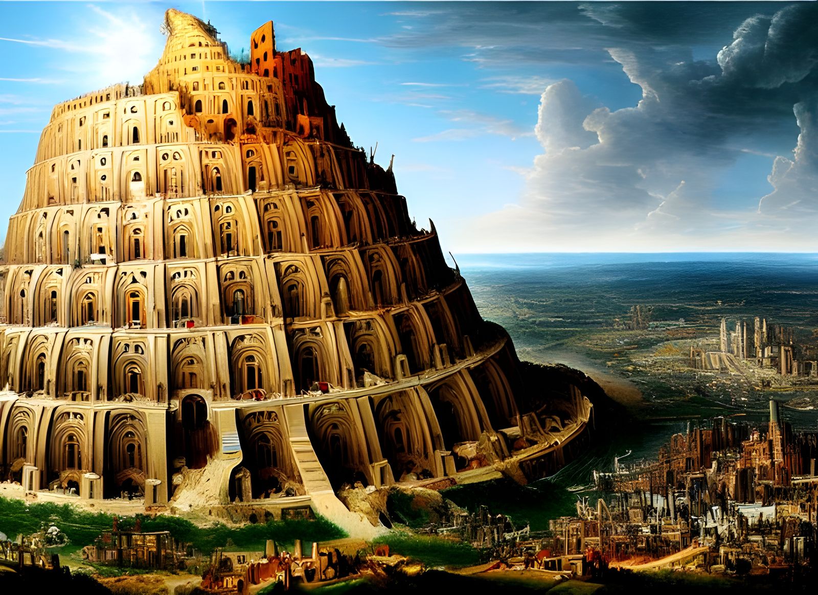 Detailed Matte Painting of the Tower of Babel