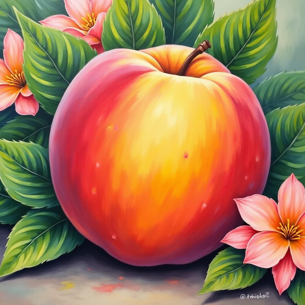 Impressionist Peach Still Life in Gouache and Watercolor