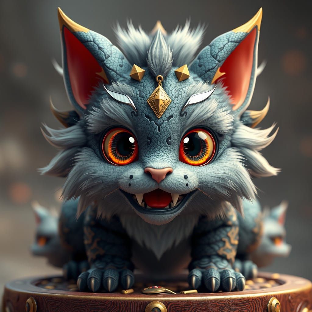 Dragon Cat in Exquisite 3D Anime Style