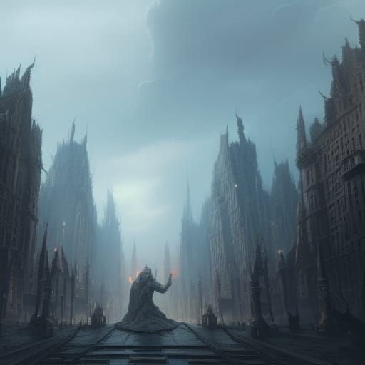 Dark Fantasy Thousand-Hand Statue, Detailed Concept Art