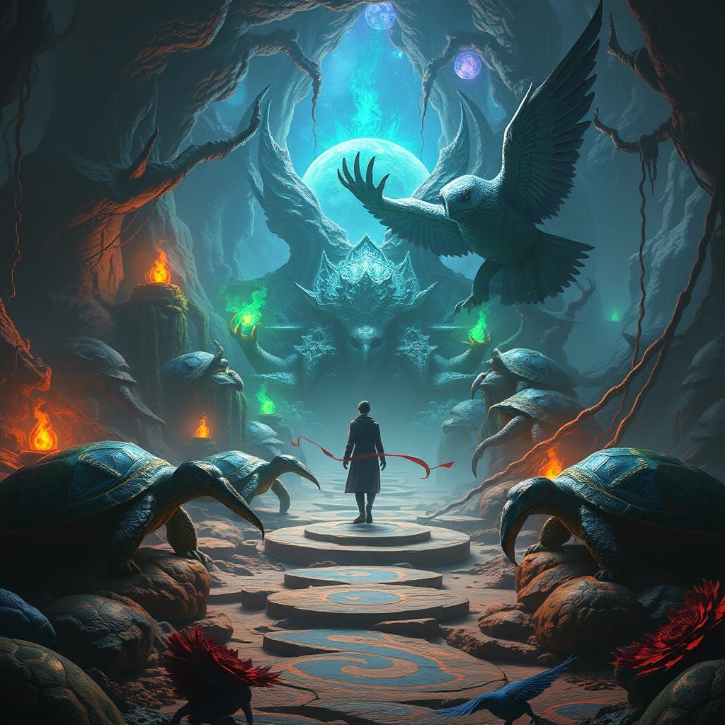 Mystical Encounter with Turtles of Time in Fantasy Realm