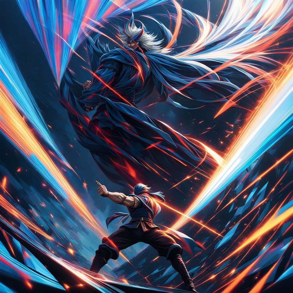 Anime Ninja Warrior Throwing Shurikens in HDR