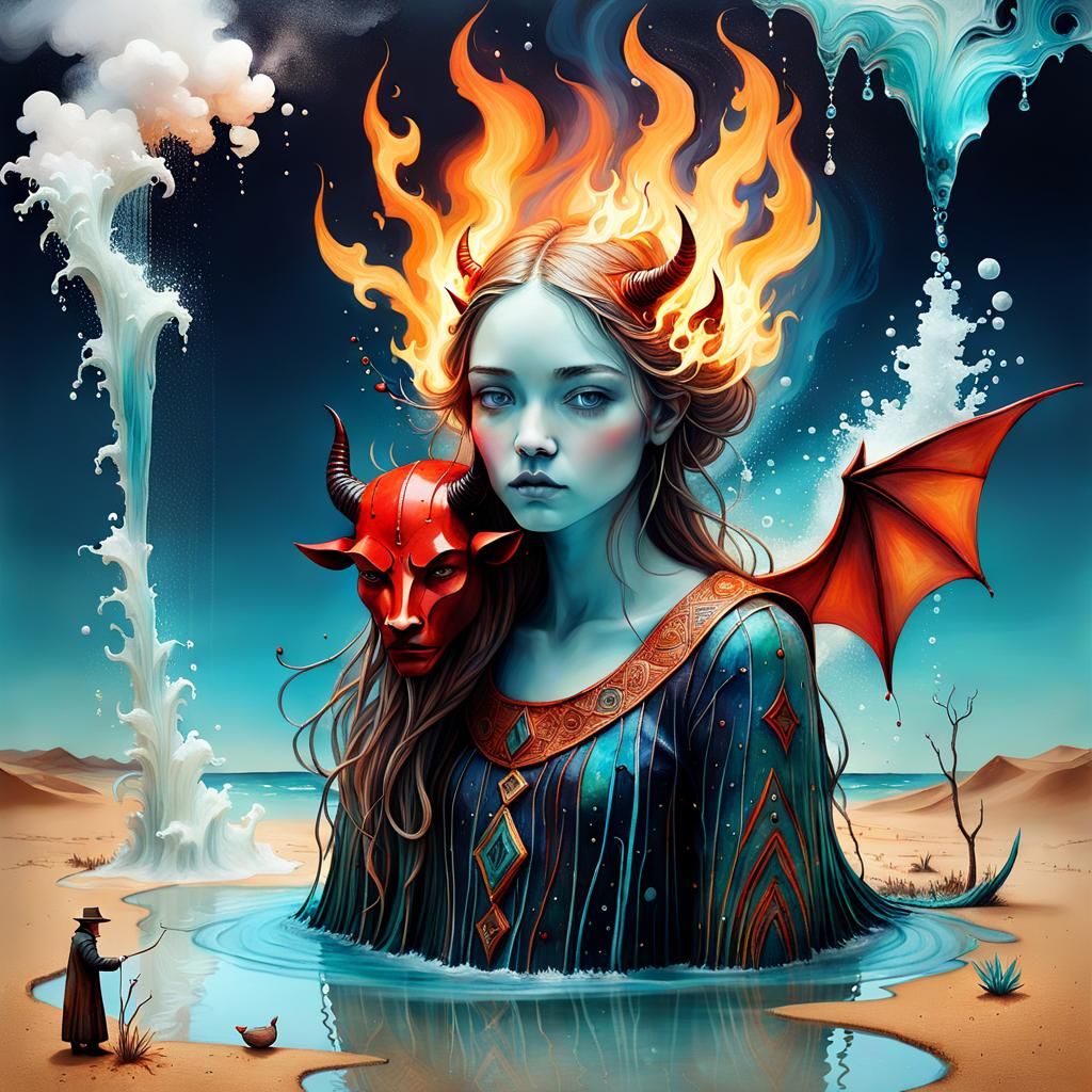 Devil in Desert Oasis: 3D Digital Art