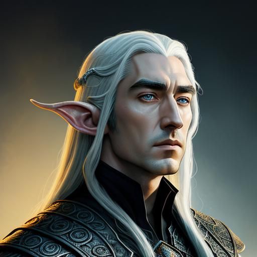 Young Thranduil Portrait in Hyperrealistic Splash Art