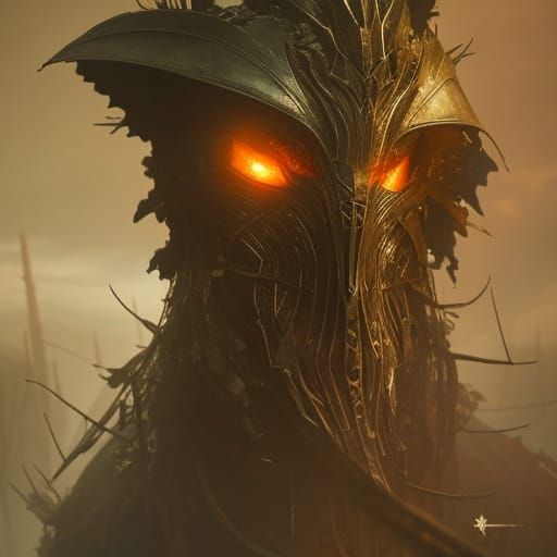 Whimsical Scarecrow Portrait in Detailed Vector Art