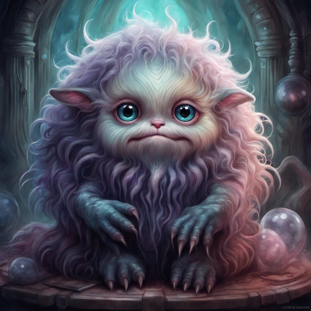 Cute Fluffy Monster in Hyperdetailed Fantasy Art