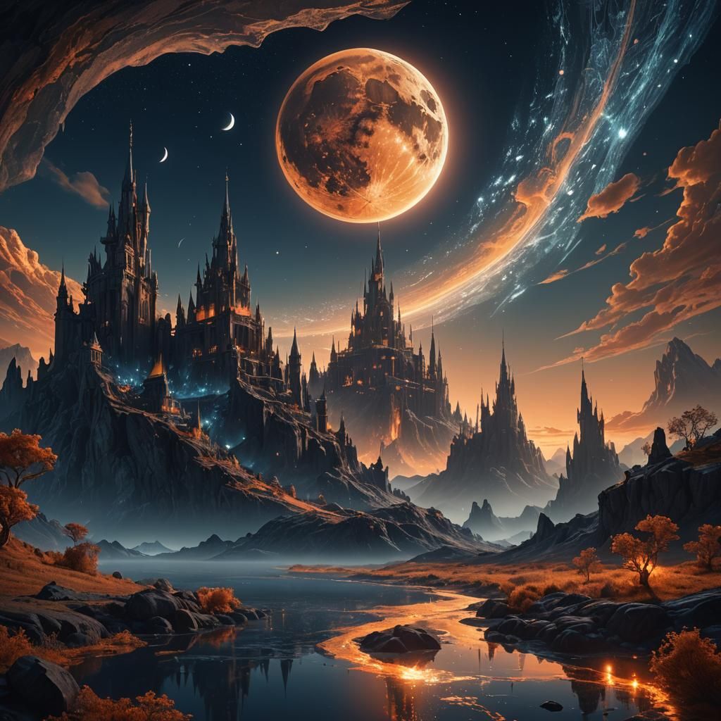 Glass Moon Rising: Mystical Fantasy Concept Art