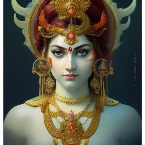 Goddess Durga Portrait in Hyperdetailed Digital Art Style