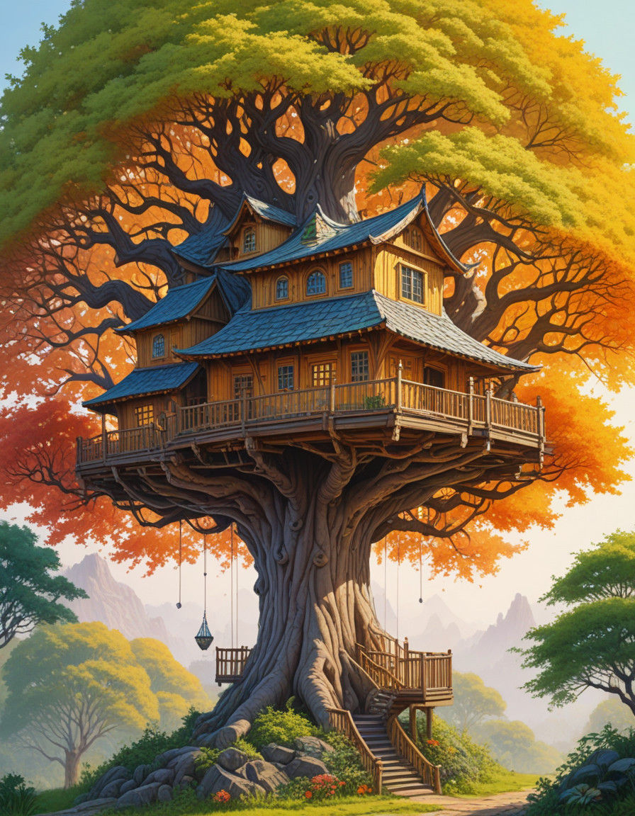 Surreal Hypermodern Treehouses Bask in Golden Light
