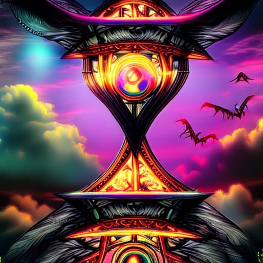 Steampunk Hourglass: Chaotic Storm in Fantasycore Style