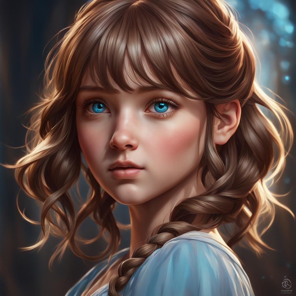 Detailed Portrait of a Cute Girl in Hyperrealistic Style