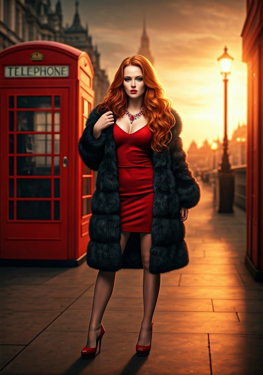 Glamorous Redhead in Elegant London Evening