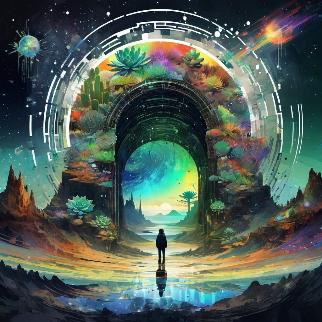 Ethereal Portal to a Vibrant Galaxy World