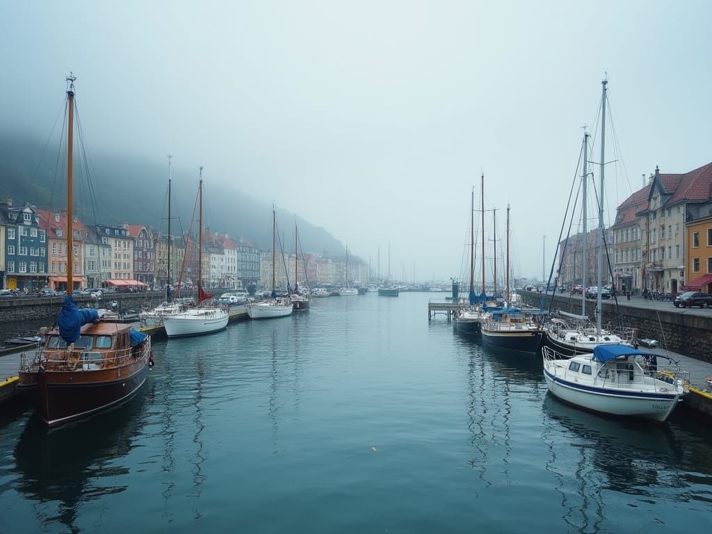 Serene Water Seascape Harbor Scene