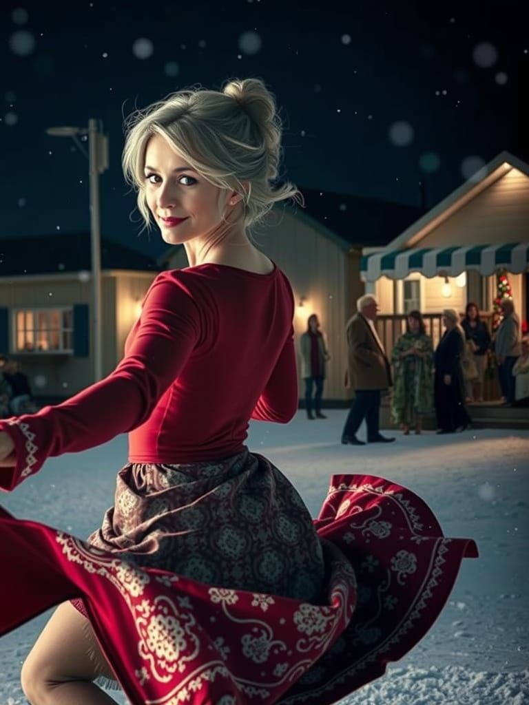 Winona Ryder as Elderly Woman Dancing in Moonlit Snowfall