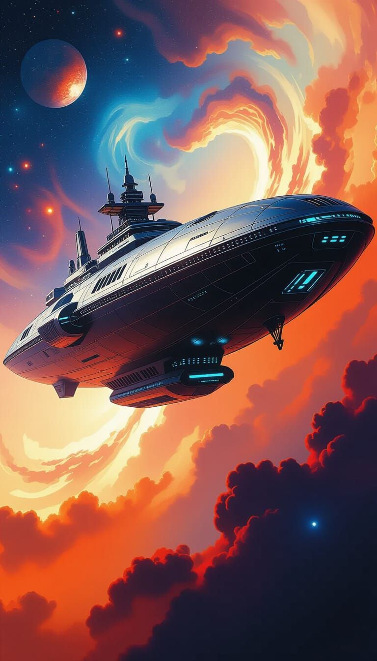 Majestic Mothership in Futuristic Sci-Fi Landscape