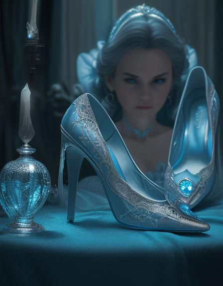 Cinderella with Glass Slipper in Dark Disney Style