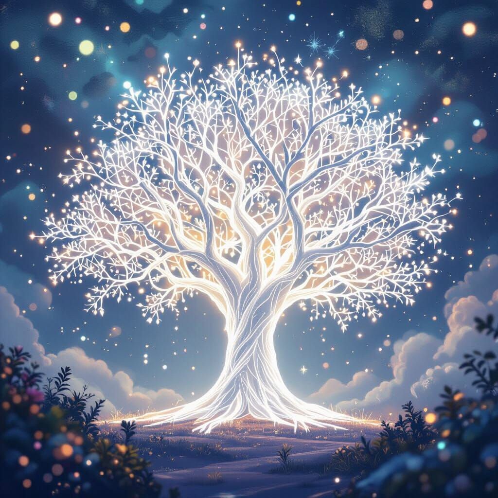 Glowing Tree of Life in Ethereal Digital Art Style