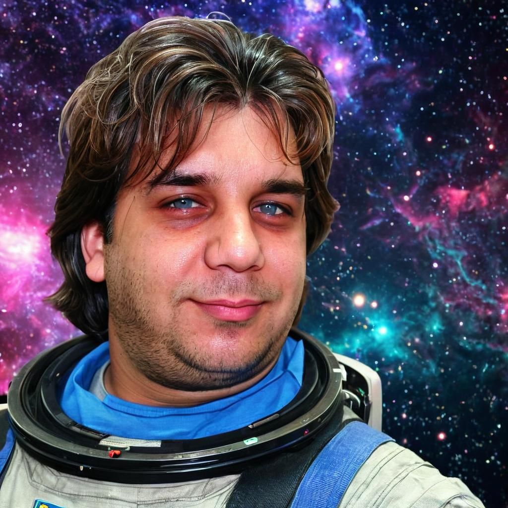 Astronaut Portrait in Swirling Galaxies: 3D Concept Art