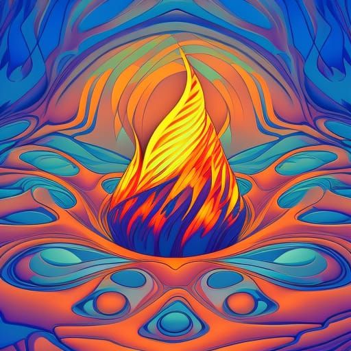Evening Campfire in Abstract Comic Book Art Style