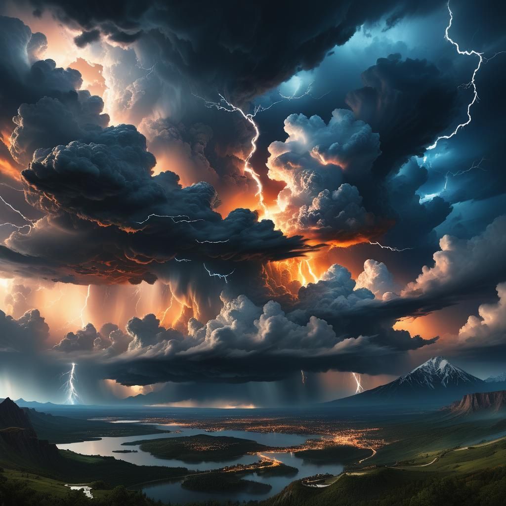 Shelf Cloud Over Mythical Landscape: Fantasy Concept Art