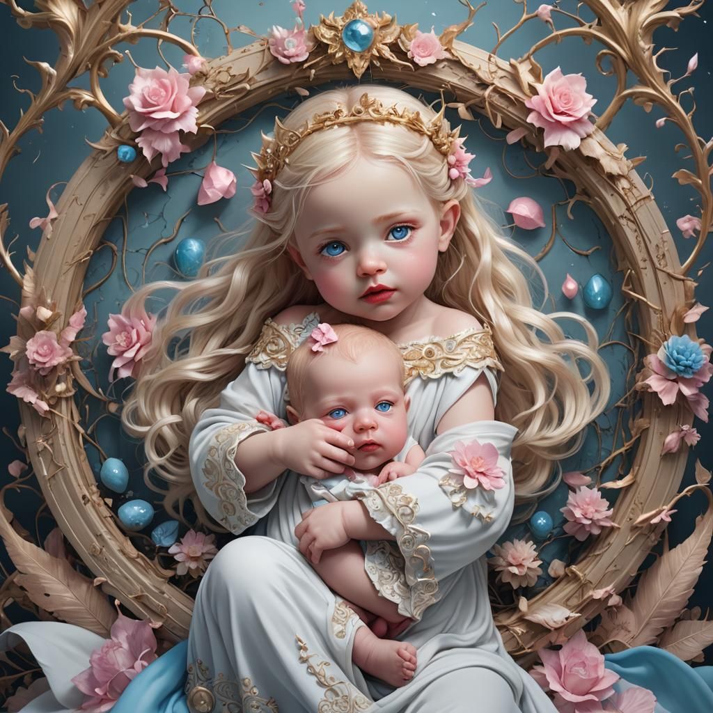 Goddess Holding Newborn Baby: Fantasy Concept Art