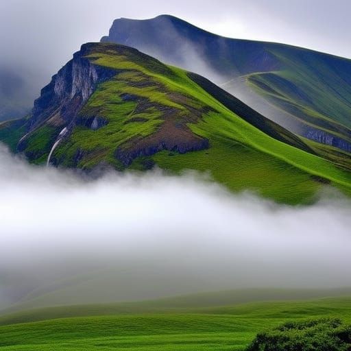 Misty Mountain Landscape: A Tranquil Vista