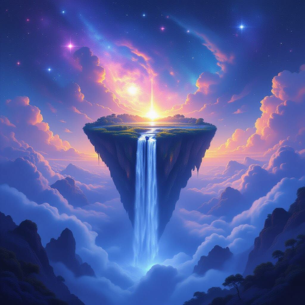 Cosmic Waterfall in Outer Space Digital Painting