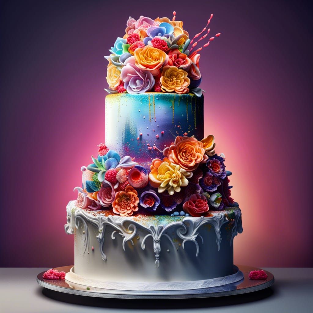 Billionaire Wedding Cake in Splash Art Style