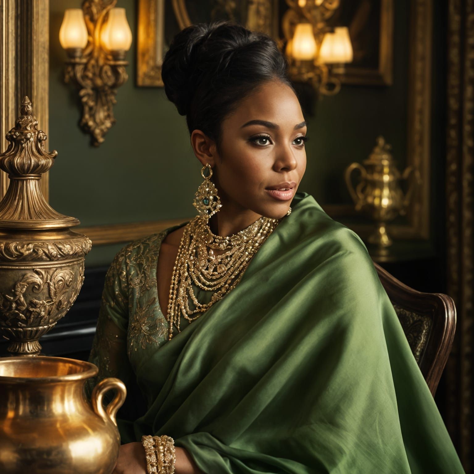 Portrait of the Elegant Hostess. Medium shot. Ashanti Shequo...