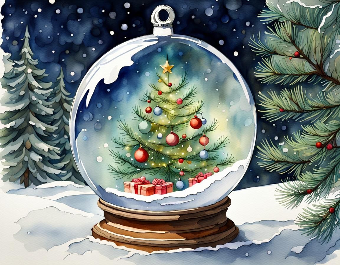 Festive Christmas Tree with Glass Ball Ornament