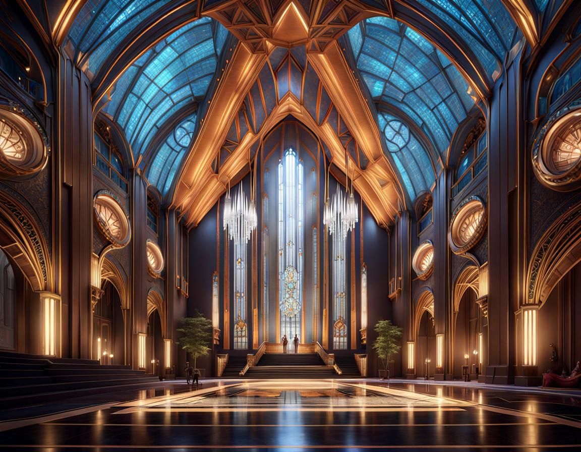 Extravagant Art Deco Great Hall in Unreal Engine 5