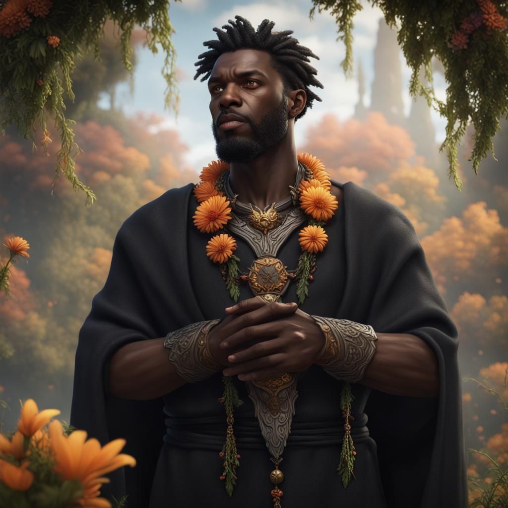 Fantasy Black Male Druid Portrait