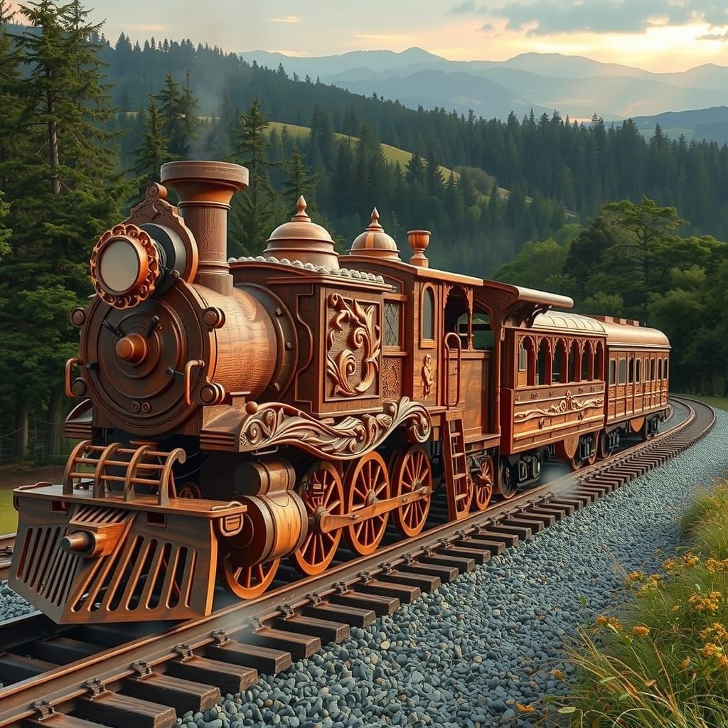 Wooden 19th century steam locomotive