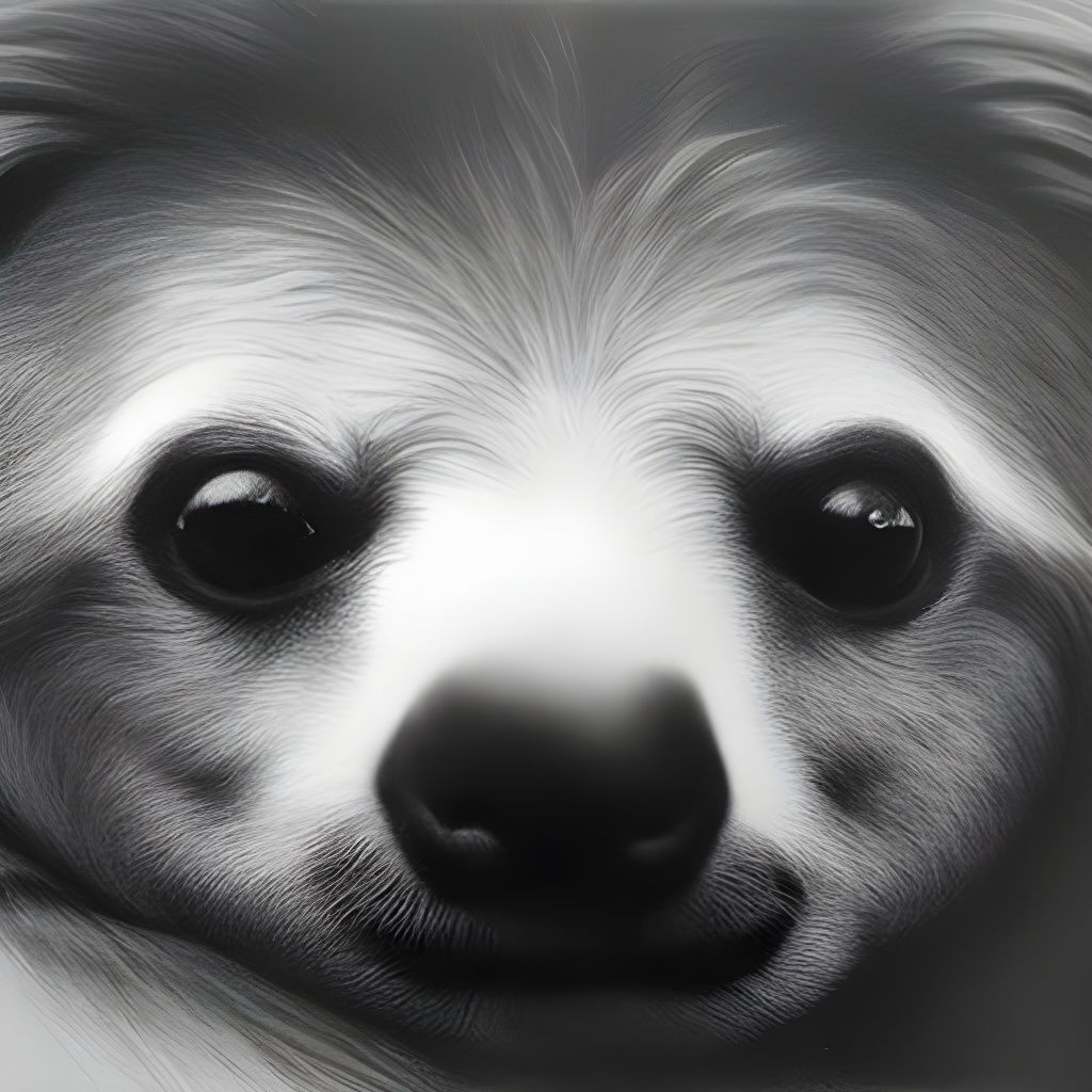 Sloth Portrait in Charcoal Drawing Style