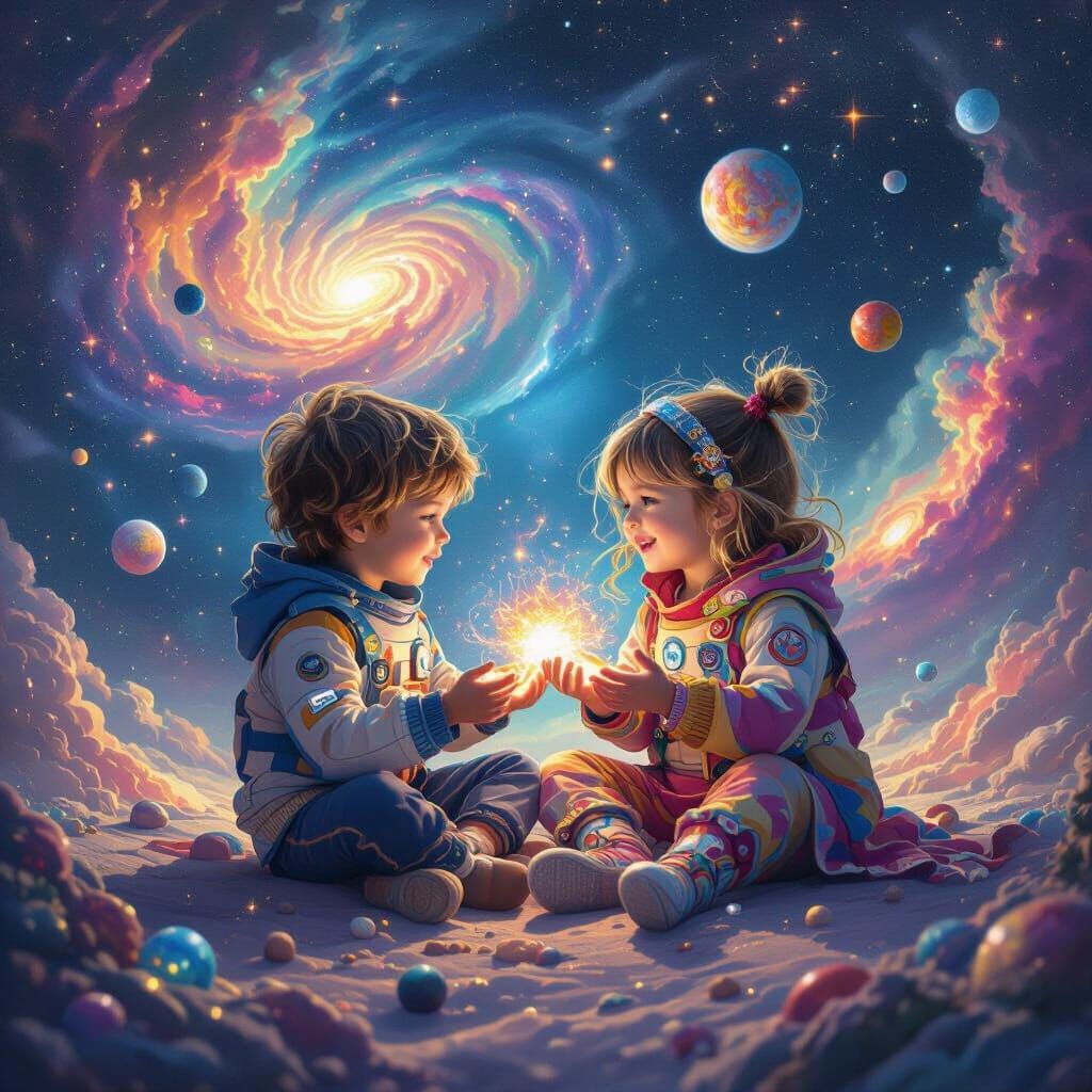 Children Creating the Universe in Cosmic Fantasy Art