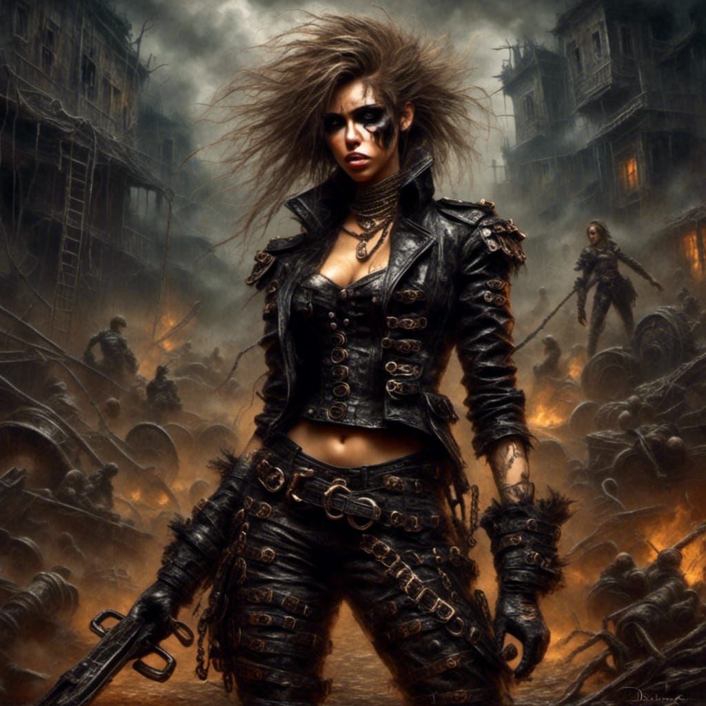 Dark Fantasy Warrior in Macabre Grunge Style