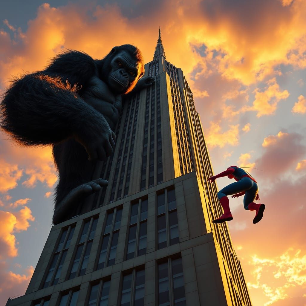 Giant Ape and Web-Slinging Hero Ascend Iconic Skyscraper in ...