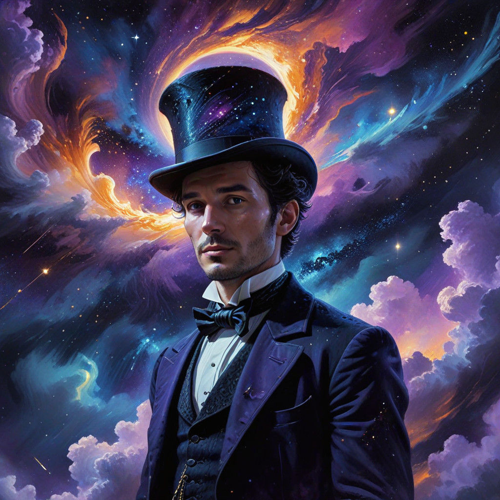 Ethereal Poet Amidst Cosmic Ruins