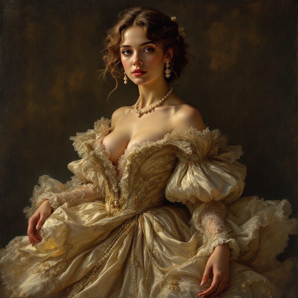 Woman in Glimmering Gown, Dutch Masters Style