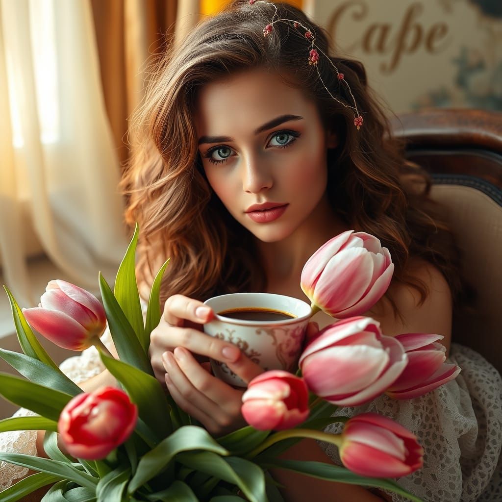Ethereal Slavic Beauty in Whimsical Watercolor Dream