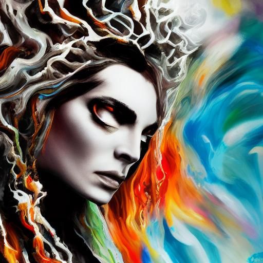 Cosmic Clash of Immortals in Splash Art Style