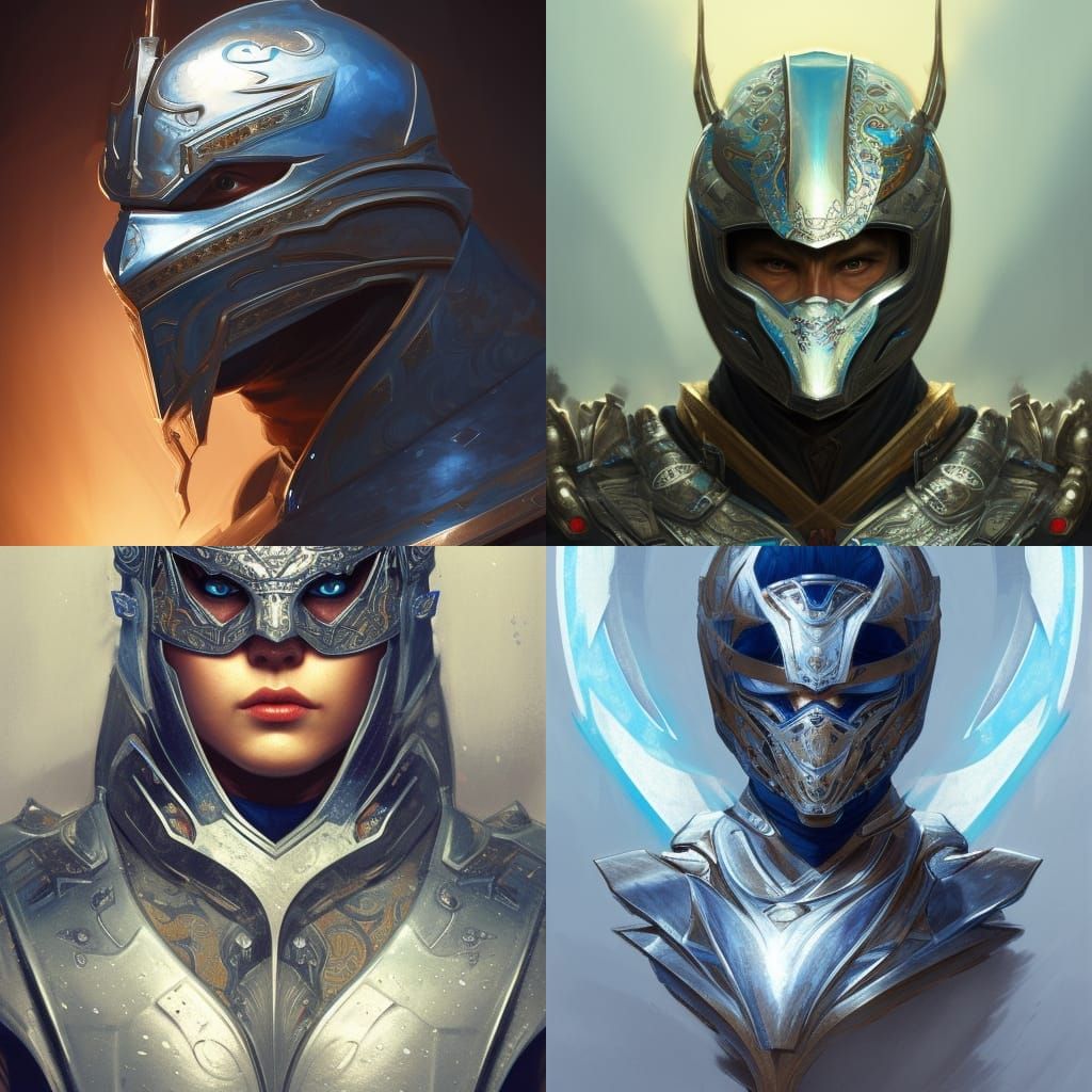 Blue Flame Ninja in Silver Armor Portrait