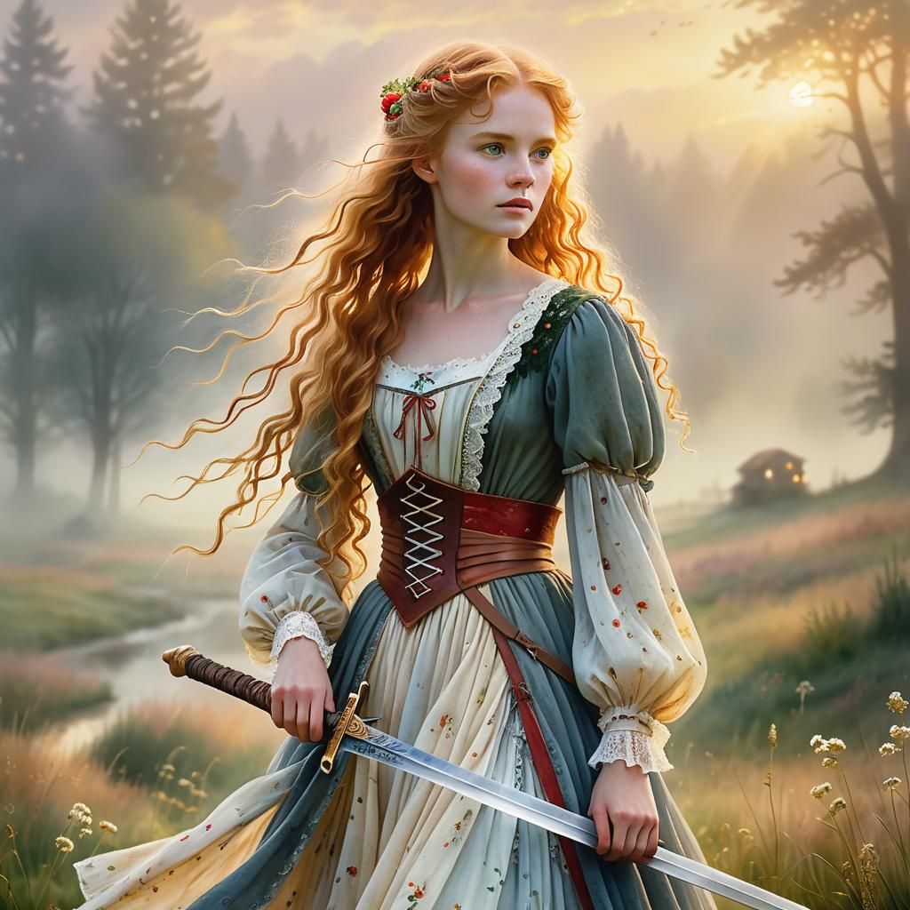 Ethereal Fantasy Portrait in Watercolor Style