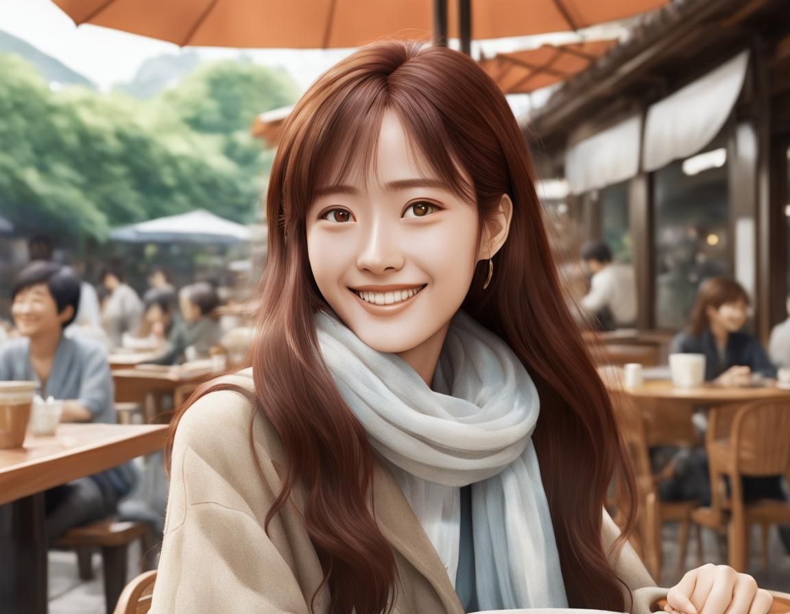 Anime Style Woman in Cafe, Studio Ghibli